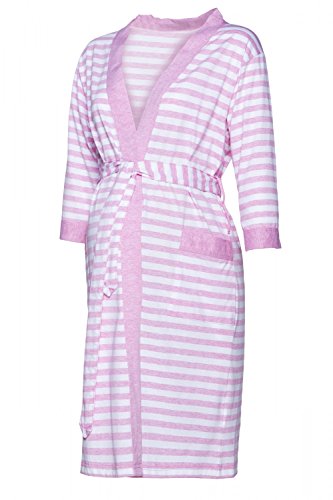 Happy Mama para Mujer Pijama Premamá Embarazo Lactancia Estampado de Rayas. 394p (Bata - Polvo Rosa, 38-40, M) Cover