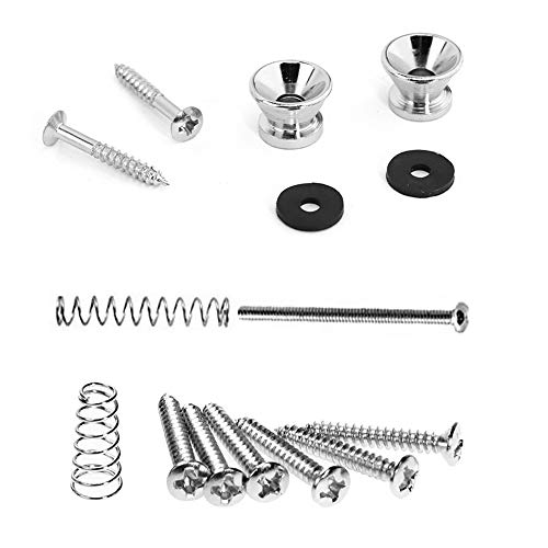 Amadget 256 Pieces Electric Guitar Screw Kit Assortment Box For Electric Guitar Bridge, Pickup, Pickguard, Tuner, Switch, Neck Plate, With Springs, 3 Pcs Random Color Picks (9 Types, Chrome) #TOP3