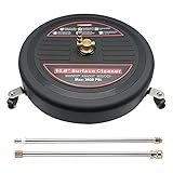 Fulision Professional 15.8'' Pressure Washer Surface Cleaner with 3 Wheels, Including 2 Power Washer Extension Wand Attachment, 3600 PSI