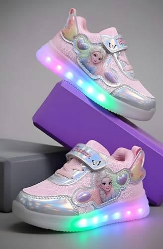 Image of HOOH Kids Girls Light Up Walking Shoes with Velcro Closure for up to 10 Years