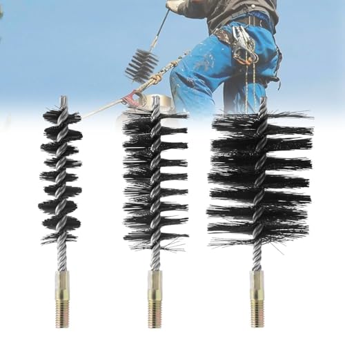 Udbrud Brosses de Ramonage, 3 Pcs Cheminée Brosse De Chaudière Brosses Métalliques,30/50/80 mm Goupillon à Tuyau de Poêle Rond pour cheminées, canaux de...