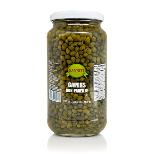 Sanniti Spanish Non Pareil Capers in Vinegar and Salt Brine - 33.5 oz