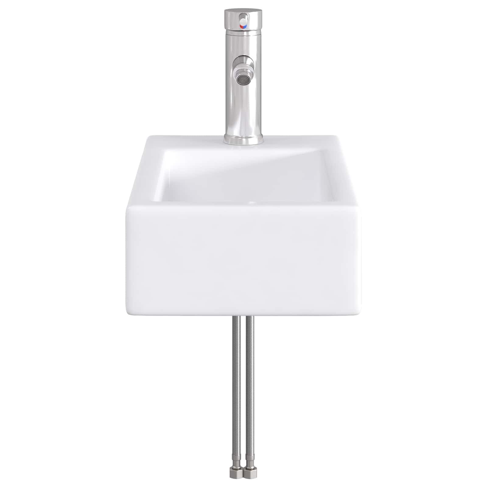 Mangloder Waschbecken fürs Badezimmer Chrom Metall 45,5 x 25,5 x 13 cm mit Wasserhahn Abfluss korrosionsbeständig ideal für Waschtisch Unterschrank Badmöbel Moderne Aufsatzlösung