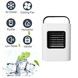 Aire Acondicionado Portátil Enfriador, Climatizador Evaporativo, Aire Acondicionado, 3-en-1 Mini Enfriador Humidificador Purificador de Aire Portátil USB Aire Acondicionado para Casa/Oficina/Camper