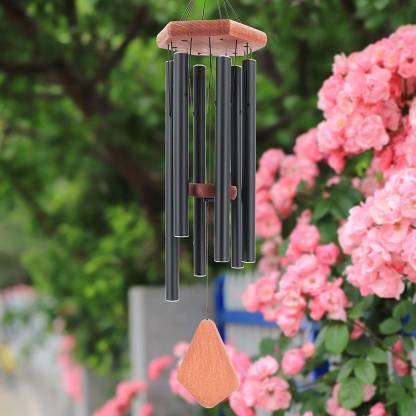 Image of Nature's Melody Aluminium, Wood Windchime (28 inch, Black)