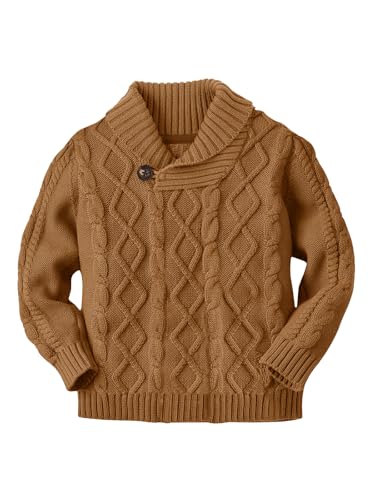 PASLTER Boys Girls Pullover Sweater Shawl Collar Cable Knit Fall Winter Sweaters