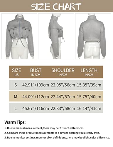 Flygo Womens Zip Up Cropped Jacket Stand Collar Long Sleeve Lightweight Short Bomber Jackets Coat(Black-L) #TOP5