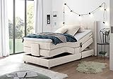 Froschkönig24 Manolo elektrisches Motor Boxspringbett 100x200cm Verstellbar Ehebett Bett Beige, Ausführung:Variante 3