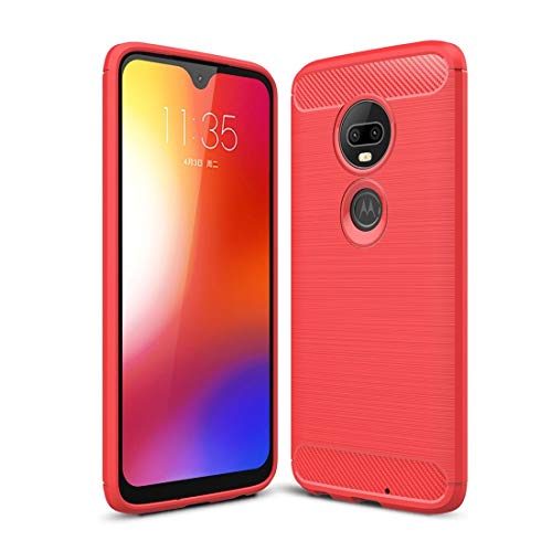 Coque Moto G7 en fibre de carbone brossée rouge au design ajusté