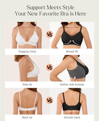 Image of Popilush Womens Wireless Push Up Bra Comfortable Supportive Everyday Bra