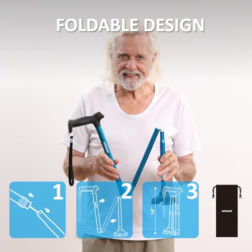 image for REHAND Walking Cane for Men & Women - Foldable, Adjustable, Lightweigh