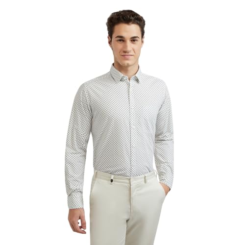 Image of Raymond Men's Pure Cotton Print Pattern Slim Fit Regular Collar Full Sleeve Casual Shirt