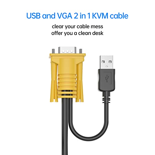 Yinker VGA KVM Cable 10ft, USB VGA 2in1 KVM Cable for VGA KVM Switch (2pack, 3m)