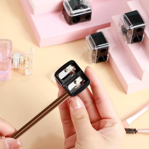 3-Pack Dual Hole Makeup Pencil Sharpener - Professional Cosmetic Tool for Eyebrow Pencils, Eyeliner & Lip Liners, Precision Blades with Travel-Friendly Design - Image 6