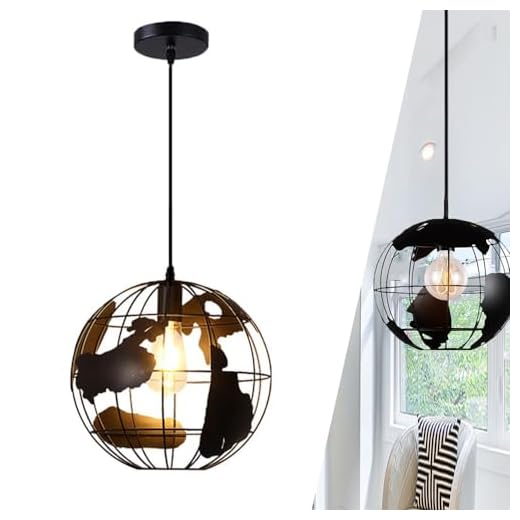 Rétro Lampe Suspension plafond Métal intérieur Industriel pendentif Suspensions Luminaires E27 Lustre globe créatif Lustre Terre pour Salon Chambre Hôtel restaurant bar salle à manger Couloir