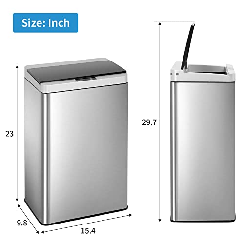 Caneca de basura automática de acero inoxidable 50L miniatura 5