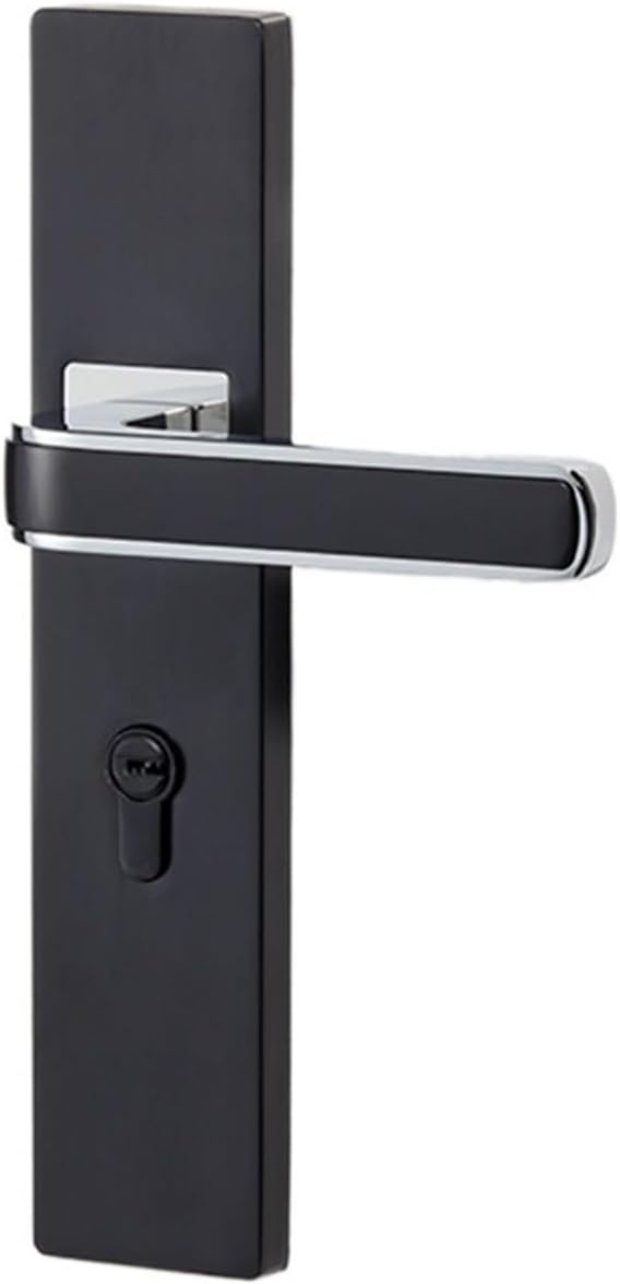 Simple Bedroom Room Interior Door Lock Black Household zinc Alloy Handle Mechanical Lock Magnetic Silent Wooden Door Lock(A 216 Black Gold Door Lock)