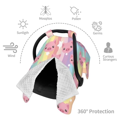 Image of Pig Baby Car Seat Canopy Cover 39x27.5 Inches Multi Use Nursing Cover for Newborn Car Seat Canopy Mom Nursing Breastfeeding Covers Newborn Shower Gifts