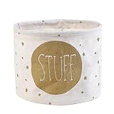 Color: como demostrado Doitsa Redonda Caja/Cubo/Cesta de almacenaje Abiertos (Lino y algodón, Plegables cestas para la Colada, Bolsa de almacenaje para Juguetes para niños, algodón y Lino, Blanco, 19 * 15CM