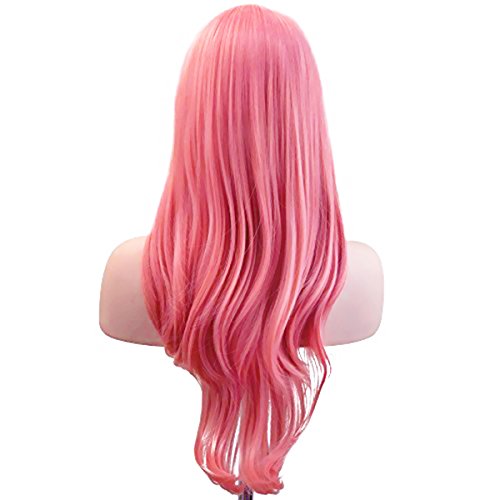 Akstore 28 inch Fashion Wigs Long Wavy Curly Hair Cosplay Wig (Grey Pink)