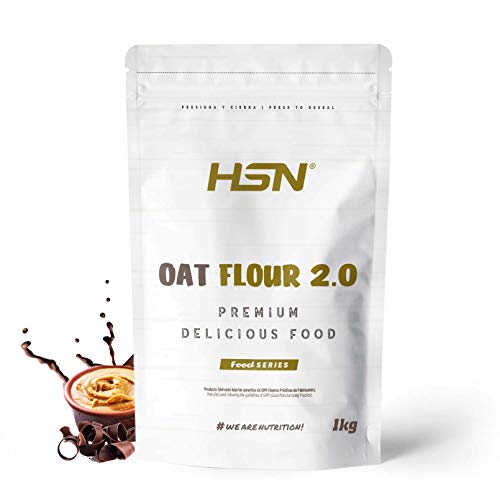 Harina de Avena de HSN | Oatmeal | Instantánea Ideal para Batidos, Tortitas de Avena y Claras, Recetas Fitness | De Sabores, En Polvo, Vegana, Sin Lactosa, Sin Soja, Sabor Chocolate-Cacahuete, 1Kg