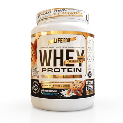 Life Pro Whey Gourmet Edition 900g | Concentrado de suero de leche con sabores espectaculares | Combate el catabolismo y ayuda al mantenimiento de la masa muscular (American Cookies & Chips)