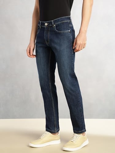 Image of Thomas Scott Men's Slim Fit Stretchable Jeans | Mid-Rise Faded Denim | 5-Pocket Cricket Club Collection