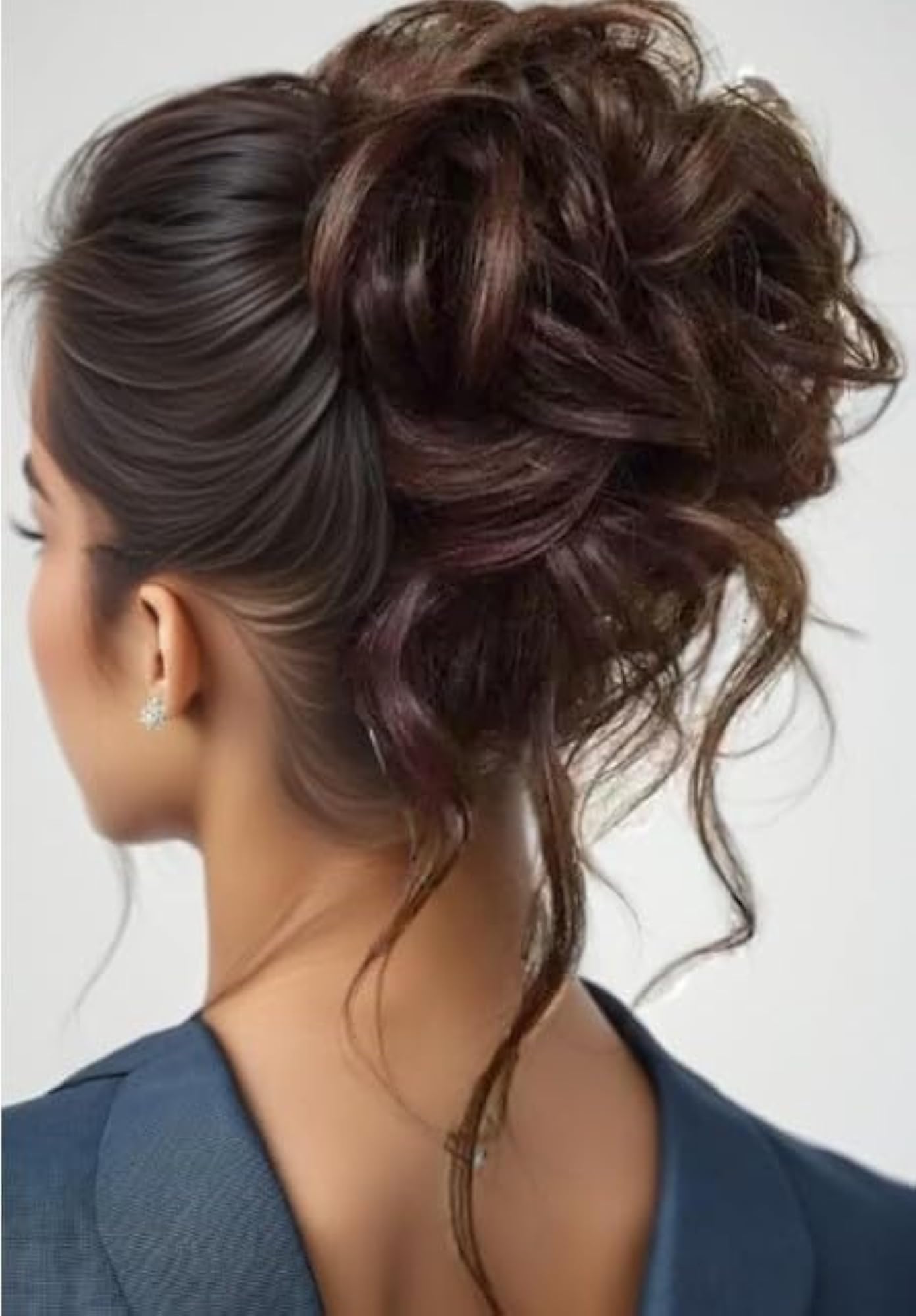 Curly Wavy Messy Bun Hair Piece with Claw Clips