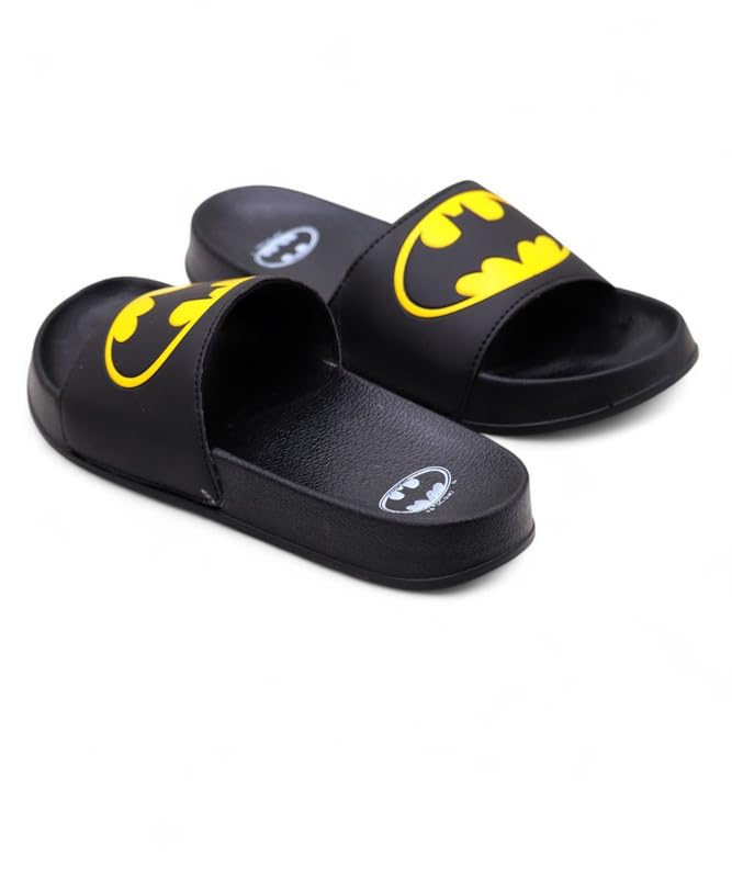 Image of SVAAR x Batman Official Slides for Men | Soft Cushioned Footbed, Anti-Slip Sole - Lightweight Slippers for Men Indoor /Outdoor Dailywear