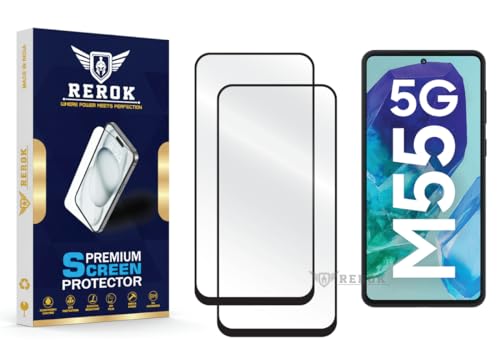 Image of Gorilla Tempered Glass Screen Protector Compatible with Samsung Galaxy M55 5G [Pack of 2] | Edge-to-Edge, Bubble-Free, Case Friendly, Easy Installation Kit