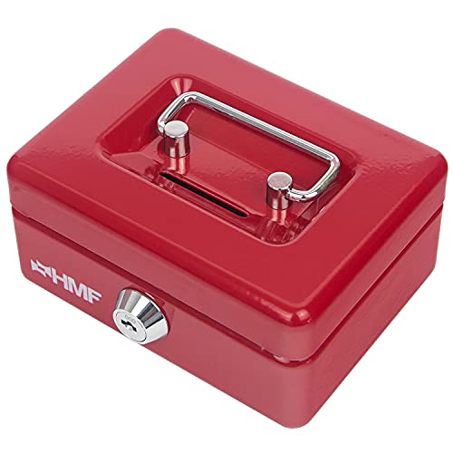 HMF 102122-03 Tirelire pour Enfants, Petite Caisse à Monnaie verrouillable avec Fente | 12,5 x 9,5 x 6 cm | Rouge