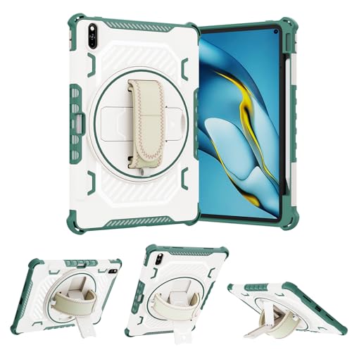 HYWOO Case for Huawei MatePad Pro 10.8 (2019/2021),360-degree Rotatable Stand,with Wrist Strap and Shoulder Strap,Fingerprint-Proof and Drop-Resistant (Green)