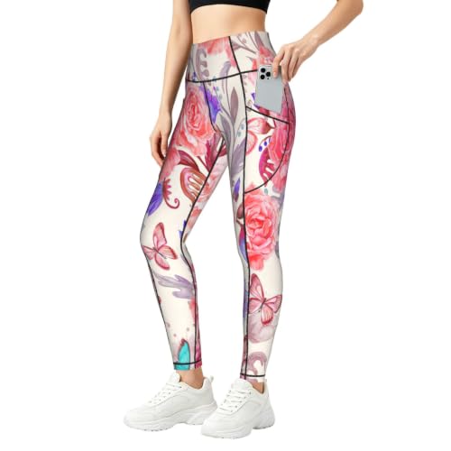 Pantalones de yoga estampados con bolsillos leggings deportivos opacos para fitness y correr