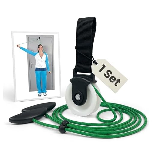 ATC Handels GmbH Schultertrainer Pulley, Shoulder Rope Pulley-Set, Schulter Trainer Seilzug Seil Gymnastik inkl. Handgriffe und Befestigung Reha, Physiotherapie, Schulterbeweglichkeit Tür