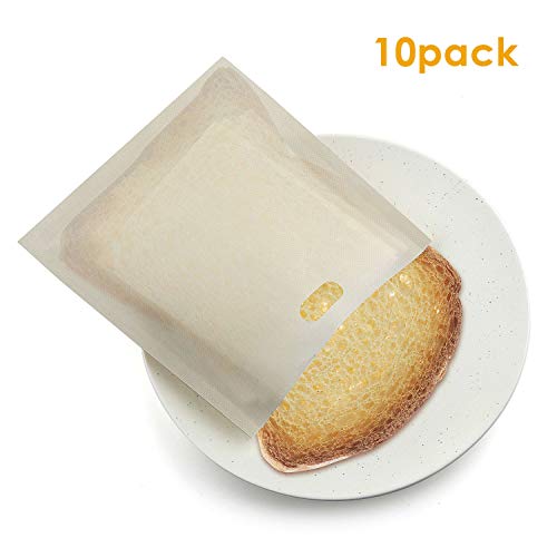 WolinTek 10 Piezas Bolsas para tostar Reutilizables Antiadherentes Toastabags resistentes,Hecha de teflón de Primera Calidad,ideales para sándwiches de queso a la parrilla Pastelería para pizza