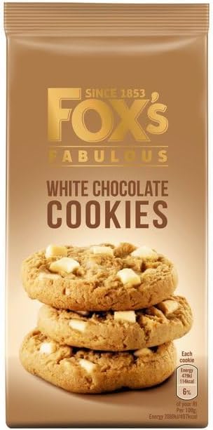 Fox's Fabulous cookie 180g, Three mix luxury varities of Milk, Triple & White chocolate Biscuits for special Occasions, Supreme gift to share with friends and family Snack Value Pack (2, white)