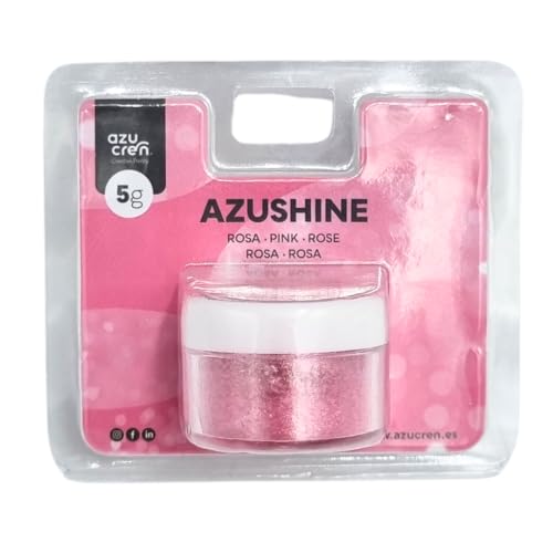 Azucren, Purpurina Comestible Repostería, Glitter Comestible, Polvo Comestible para Repostería, Ideal para Cobertura de Tartas, Fondant, Buttercream y Bebidas, Color Rosa, 5 Gr. AZUSHINE