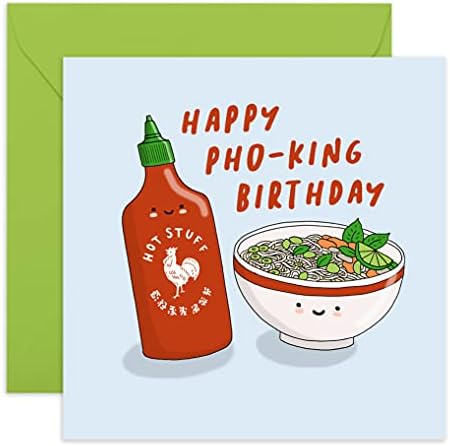 CENTRAL 23 - Funny Birthday Card - “Happy Pho-King Birthday” - For Men & Women Him Her Boyfriend Girlfriend Wife Husband Fiance Relationship Love - Comes with Fun Stickers