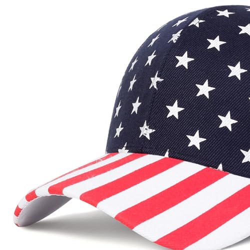 Image of IZUS Men's USA-Flag-Embroidered Baseball-Cap Washed-Cotton Dad-Tracker-Hat American-Independence-Day