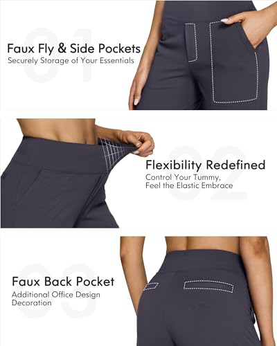 Image of G4Free EverGoing Yoga Pants Women Wide Leg Pants with Pockets High Waist Stretch Dress Casual Sweatpants Petite /Regular /Tall