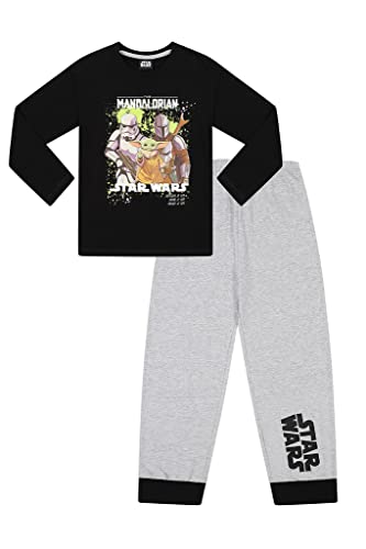 Star Wars The Mandalorian Baby Yoda - Pijama largo de algodón, Negro, 12-13 Años