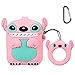 TopSZ for Airpods 1&2 Case,Cute 3D Cartoon Character Soft Silicone Airpod Funny Cover,Kawaii Fun Cool Adorable Keychain Design Skin,Fashion Cases for Girls Kids Teens Boys Air pods(3D Pink Stitch)