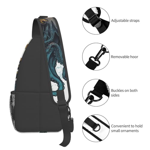 Sun Ocean Octopus Cross Chest Bag Diagonal para hombre y mujer miniatura 5