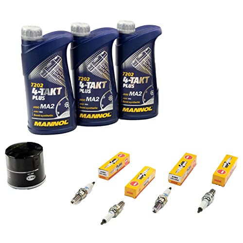 Wartungspaket Öl 3L + Ölfilter + Zündkerzen für Yamaha YZF-R6 600 RJ03 Baujahr 1999-2002