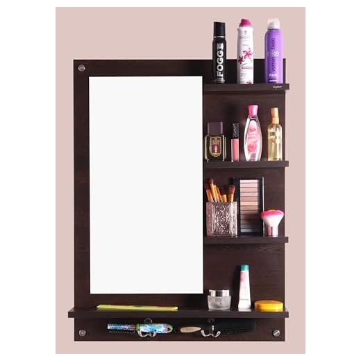 Captiver Engineered Wood Bellezza Wooden Wall Mounted Dressing Table Stands 80X60X13 cm in Wenge Color