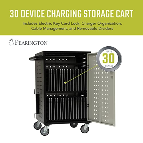 Pearington 30 Device Charging Cart With Electric Key Card Lock, Charger Organization, Cable Management, Laptop-Chromebook Charging Mobile Storage Station, Black And Grey #TOP1