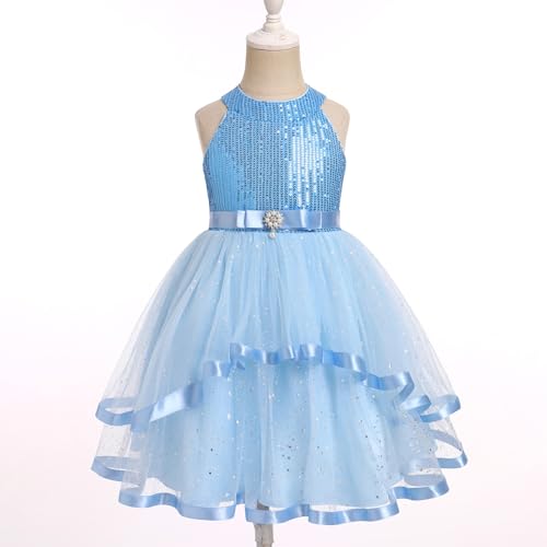 IBTOM CASTLE Little Girls Formal Dress Halter Sequin High-Low Tulle Birthday Party Toddler Pageant Graduation Ball Gown3