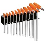 Materiale supporto: lamiera Beta 96T/SP11 - Chiavi Esagonali Maschio Piegate Cromate con Impugnatura di Manovra e Supporto - 11 pezzi, nero
