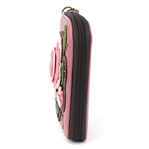 Image of CHALA Zip Around Wallet, Wristlet, 8 Credit Card Slots, Sturdy Pu Leather - Pink Rose - Pink