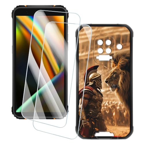 OAGELIM 2�Z�b�g �X�N���[���v���e�N�^�[ + �P�[�X Blackview BV5100 Pro (5.7 �C���`) �Ƃ̌݊������� �A�[�e�B�X�e�B�b�N�J�X�^���v�����g�J�o�[�Ƌ����K���X�t�B���� �X�N���b�`�h�~ (��m)